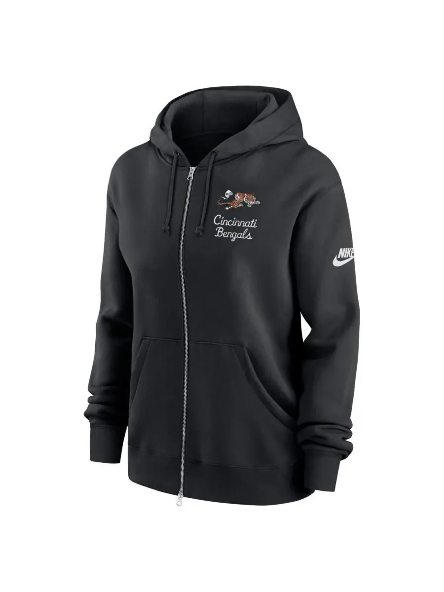 Nike Женская черная толстовка на молнии Cincinnati Bengals Phoenix Rewind — изображение 2 из 3, черный