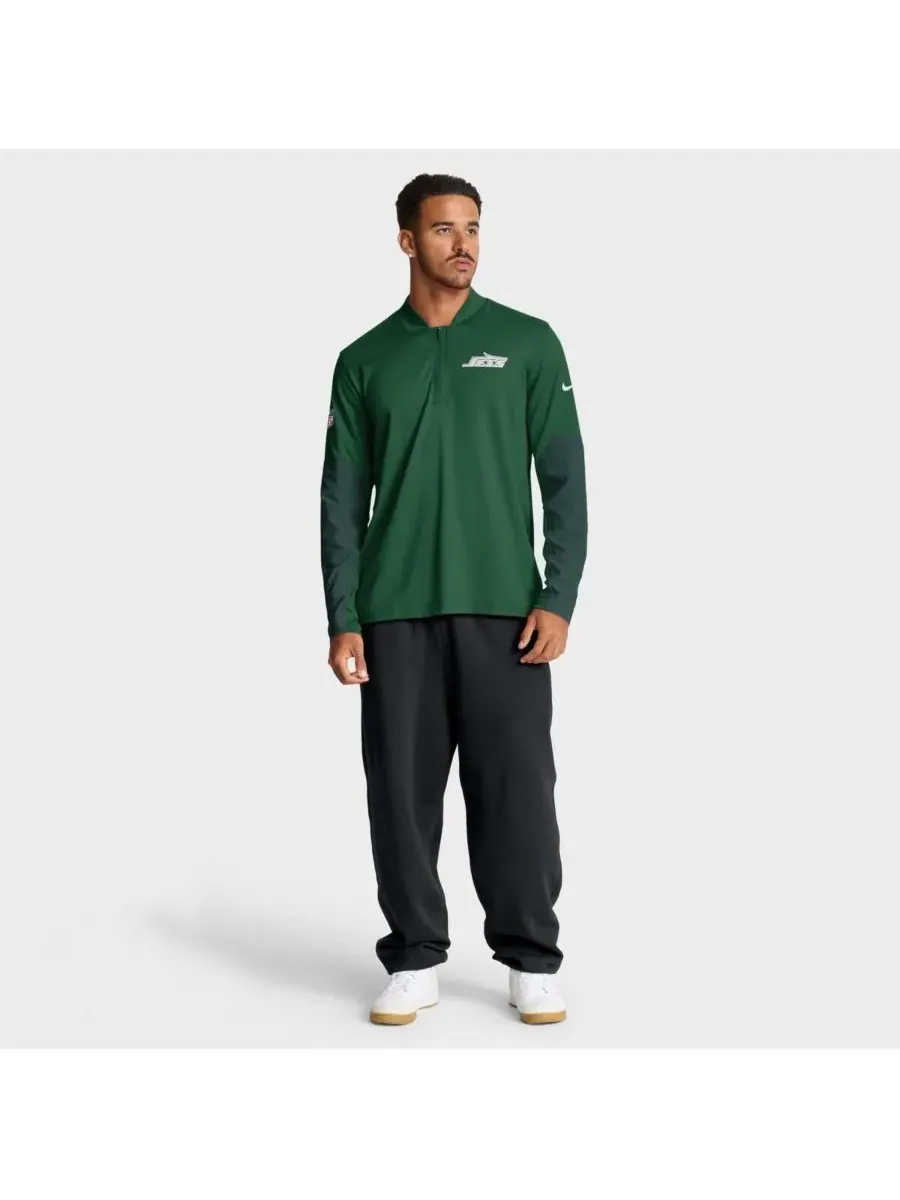 Nike Мужская зеленая толстовка с капюшоном New York Jets Sideline Dri-FIT с застежкой-молнией до — изображение 3 из 5