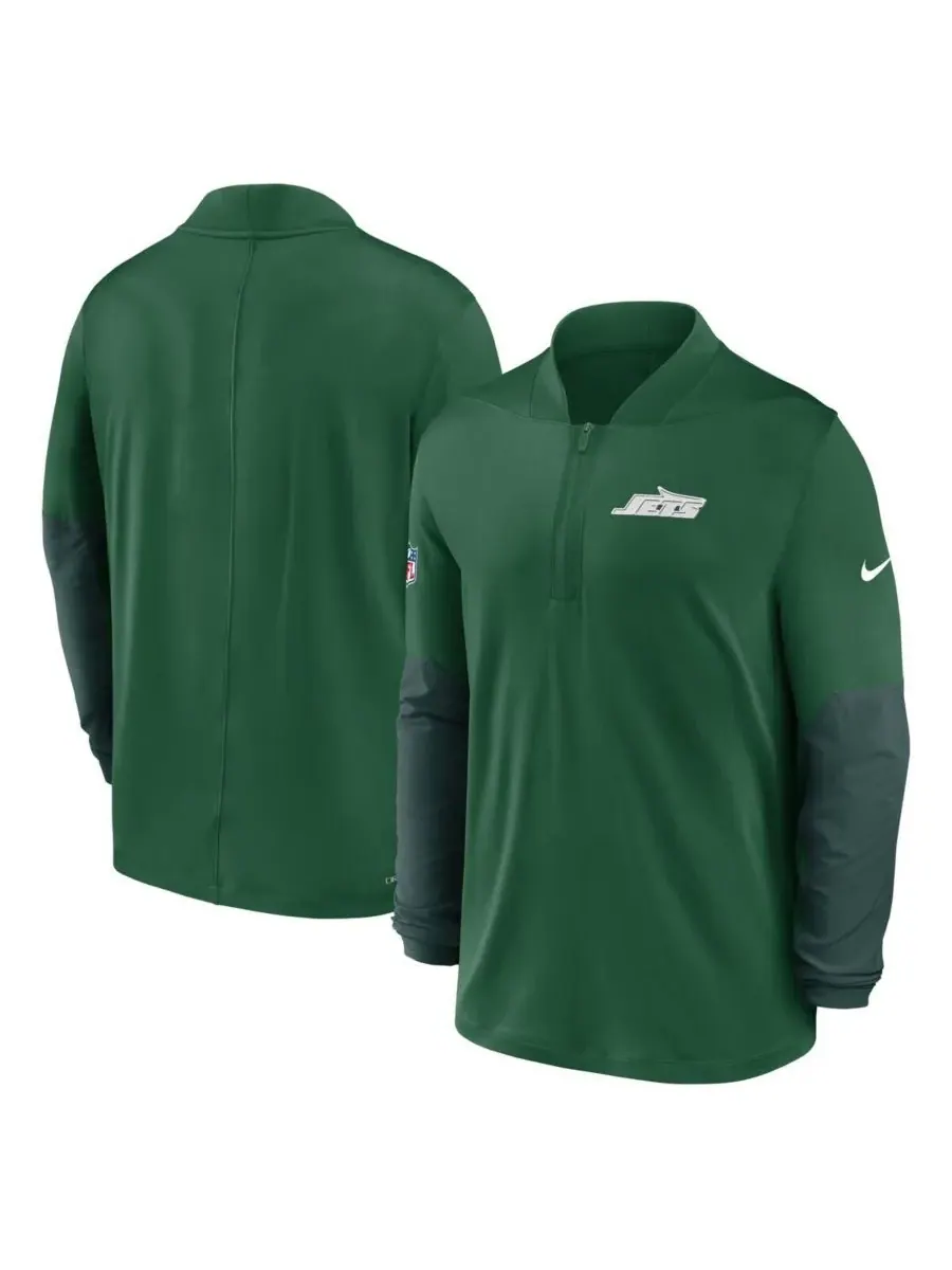 Nike Мужская зеленая толстовка с капюшоном New York Jets Sideline Dri-FIT с застежкой-молнией до — изображение 4 из 5