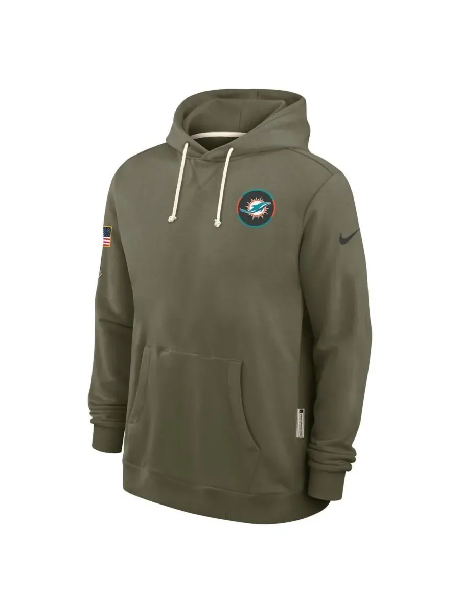 Nike Мужская толстовка Olive Miami Dolphins Big Tall 2025 Salute to Service Sideline Dominant Force — изображение 4 из 5