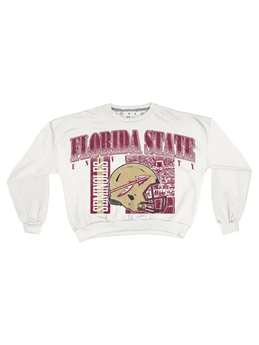 Pressbox Женская белая толстовка Florida State Seminoles Oversized Janice Retro Waist-Length — изображение 3 из 3, белый