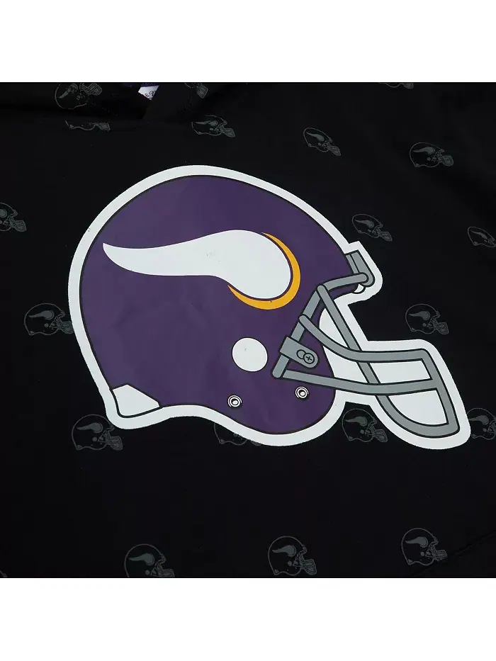 Мужская черная толстовка с капюшоном из флиса с принтом Minnesota Vikings по всей поверхности — изображение 2 из 4