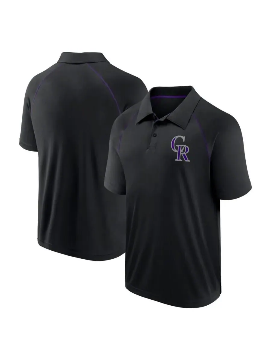 Fanatics Мужская черная рубашка поло Colorado Rockies Strong Alone с рукавами реглан — изображение 1 из 3, черный