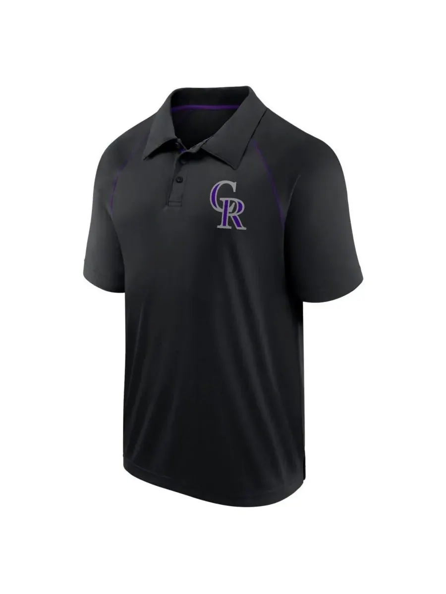 Fanatics Мужская черная рубашка поло Colorado Rockies Strong Alone с рукавами реглан — изображение 2 из 3, черный