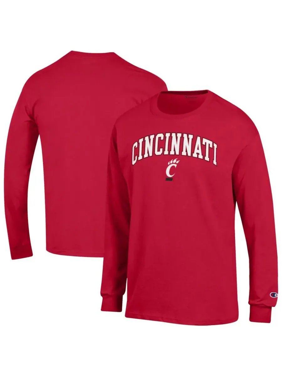 Champion Мужская красная футболка с длинными рукавами с логотипом Cincinnati Bearcats в виде арки — изображение 1 из 3