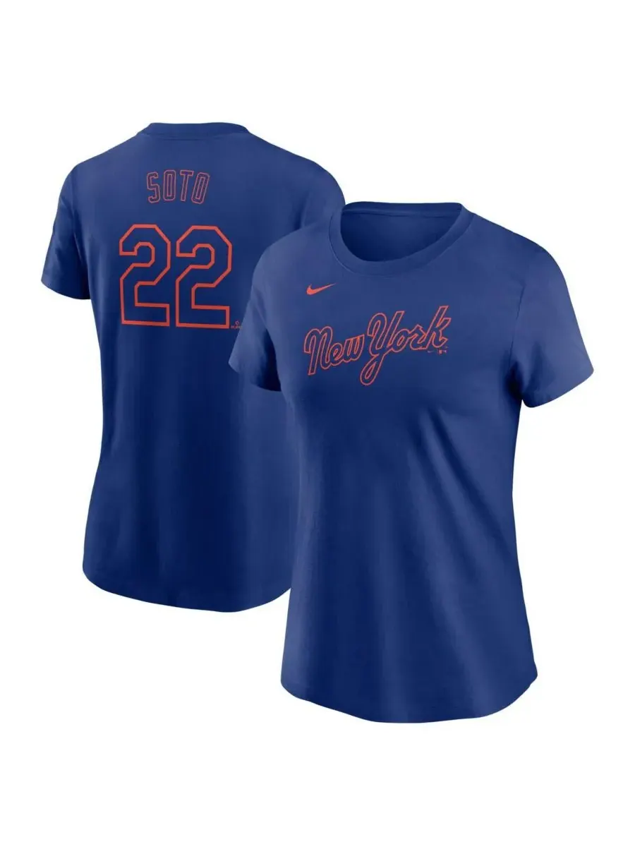 Женская футболка Juan Soto Royal New York Mets с номером и фьюзом Nike — изображение 1 из 3, королевский