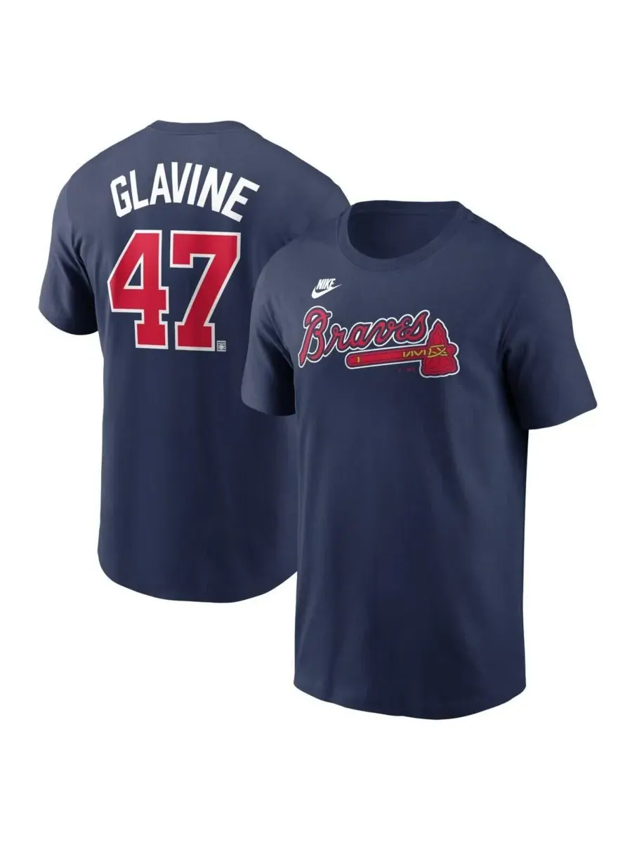 Nike Мужская футболка Tom Glavine Navy Atlanta Braves Fuse с номером игрока — изображение 1 из 3, темно-синий