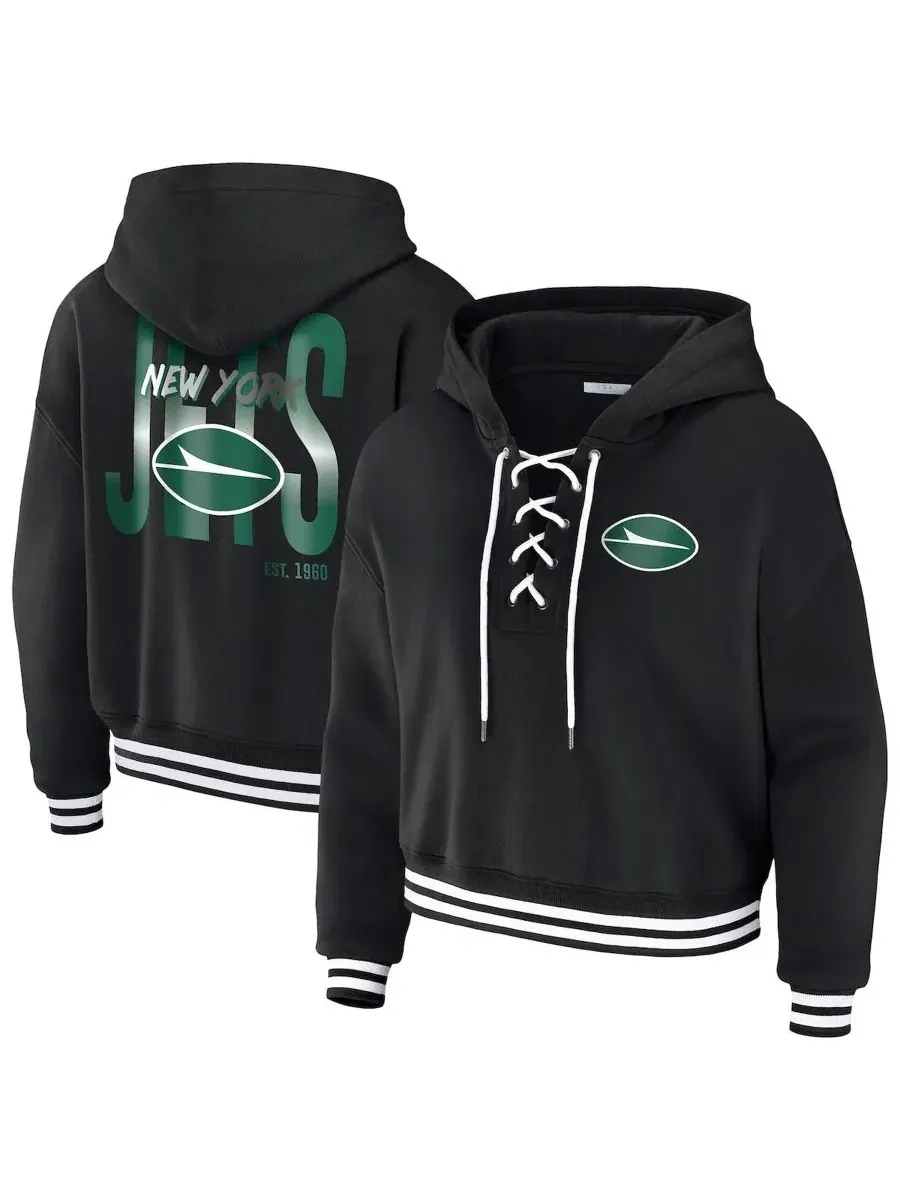 Худи с шнуровкой New York Jets WEAR by Erin Andrews — изображение 1 из 3, черный