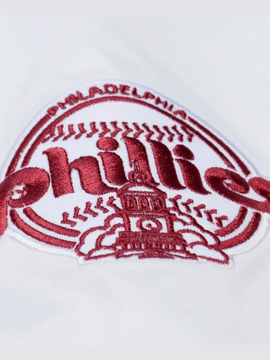 Куртка сатиновая легкая с принтом Cooperstown Collection Philadelphia Phillies Mitchell & Ness — изображение 3 из 4, белый