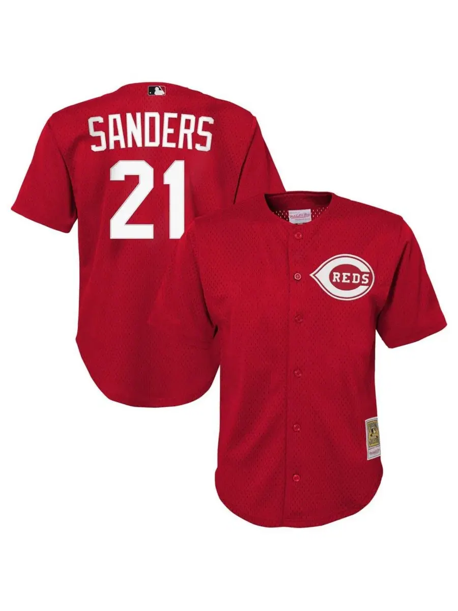 Большая тренировочная майка для отбивания мяча Deion Sanders Red Cincinnati Reds Cooperstown для — изображение 1 из 3