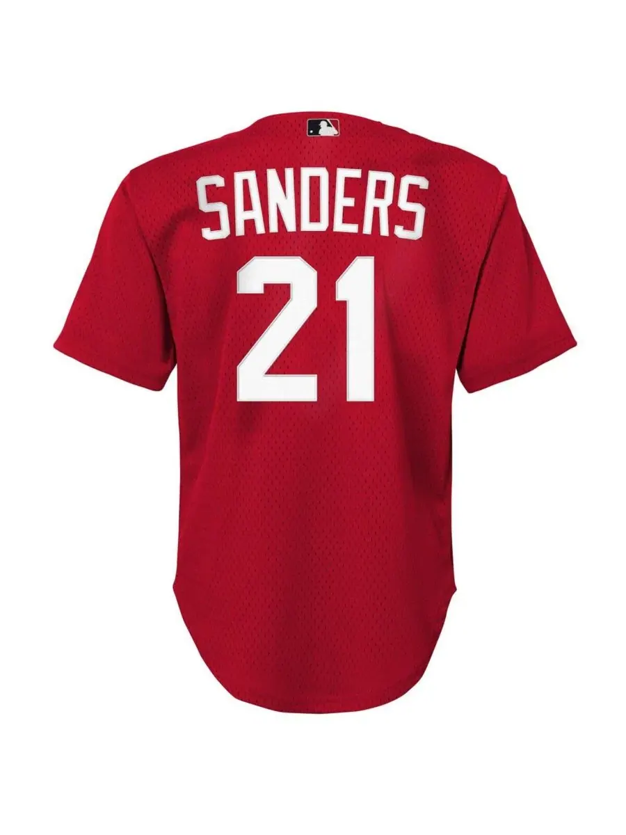 Большая тренировочная майка для отбивания мяча Deion Sanders Red Cincinnati Reds Cooperstown для — изображение 3 из 3
