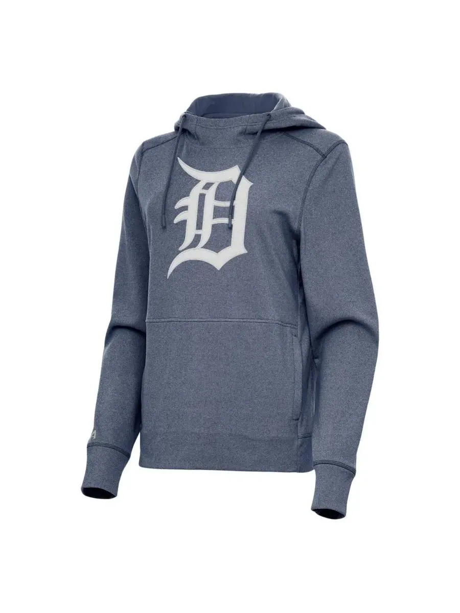 Antigua Женская толстовка с капюшоном Detroit Tigers Justice цвета «темно-синий меланж» — изображение 1 из 1