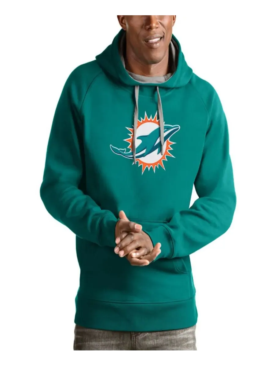 Мужская толстовка с капюшоном Aqua Miami Dolphins Victory Antigua — изображение 1 из 1, голубой