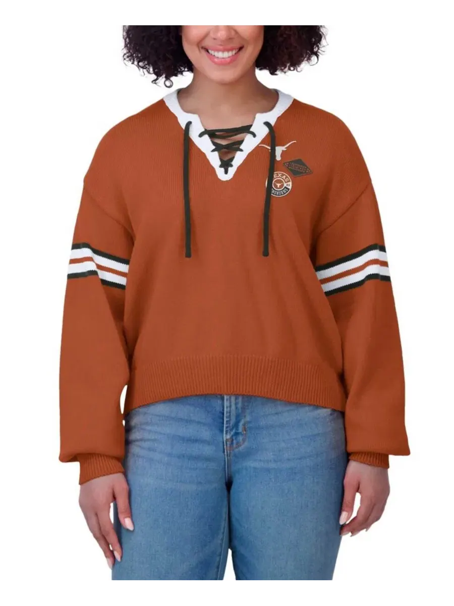Женский свитер с шнуровкой Texas Longhorns WEAR by Erin Andrews — изображение 4 из 4, оранжевый