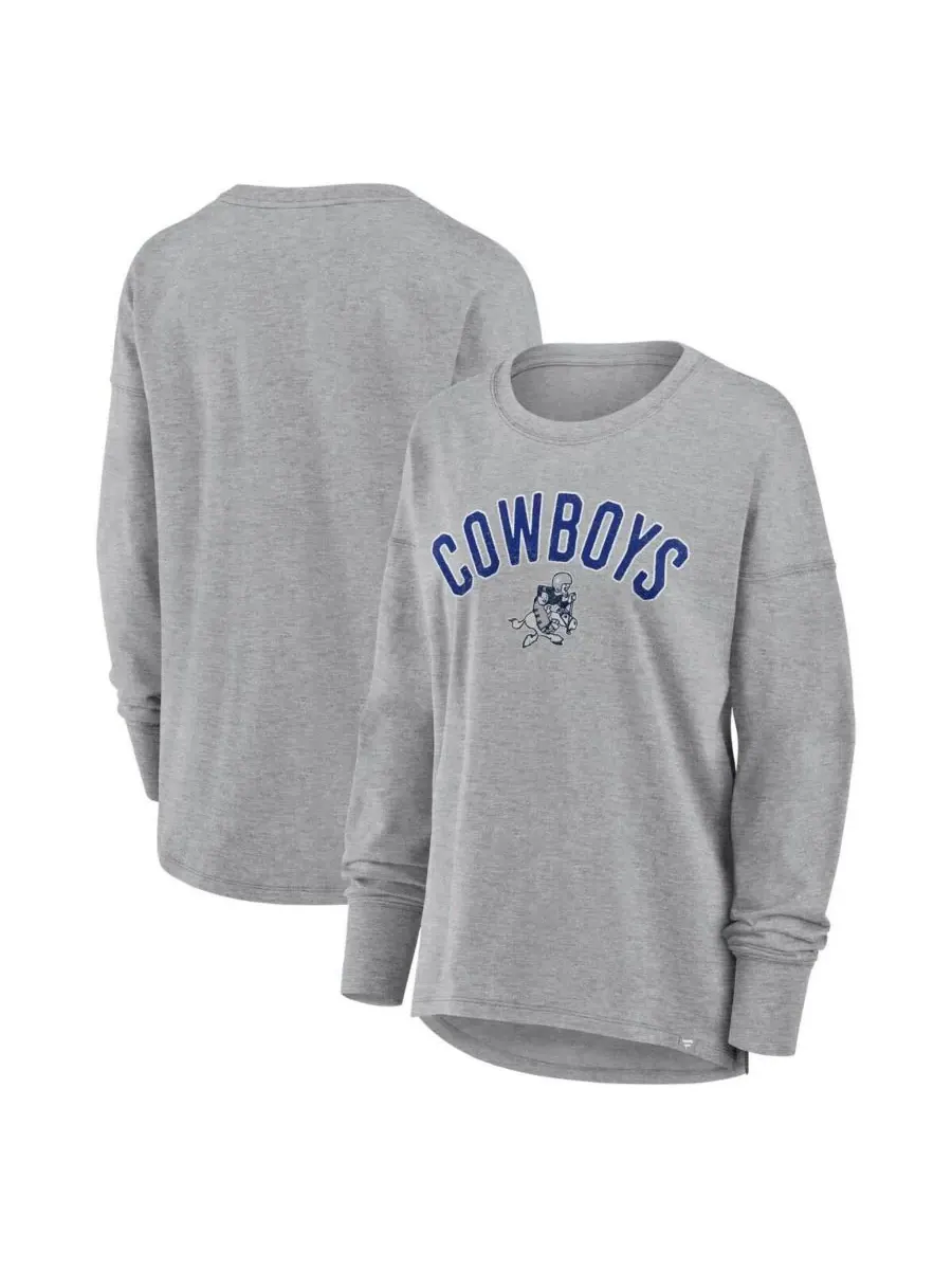 Fanatics Женская футболка с длинным рукавом серого цвета с символикой команды Dallas Cowboys — изображение 1 из 3, серый