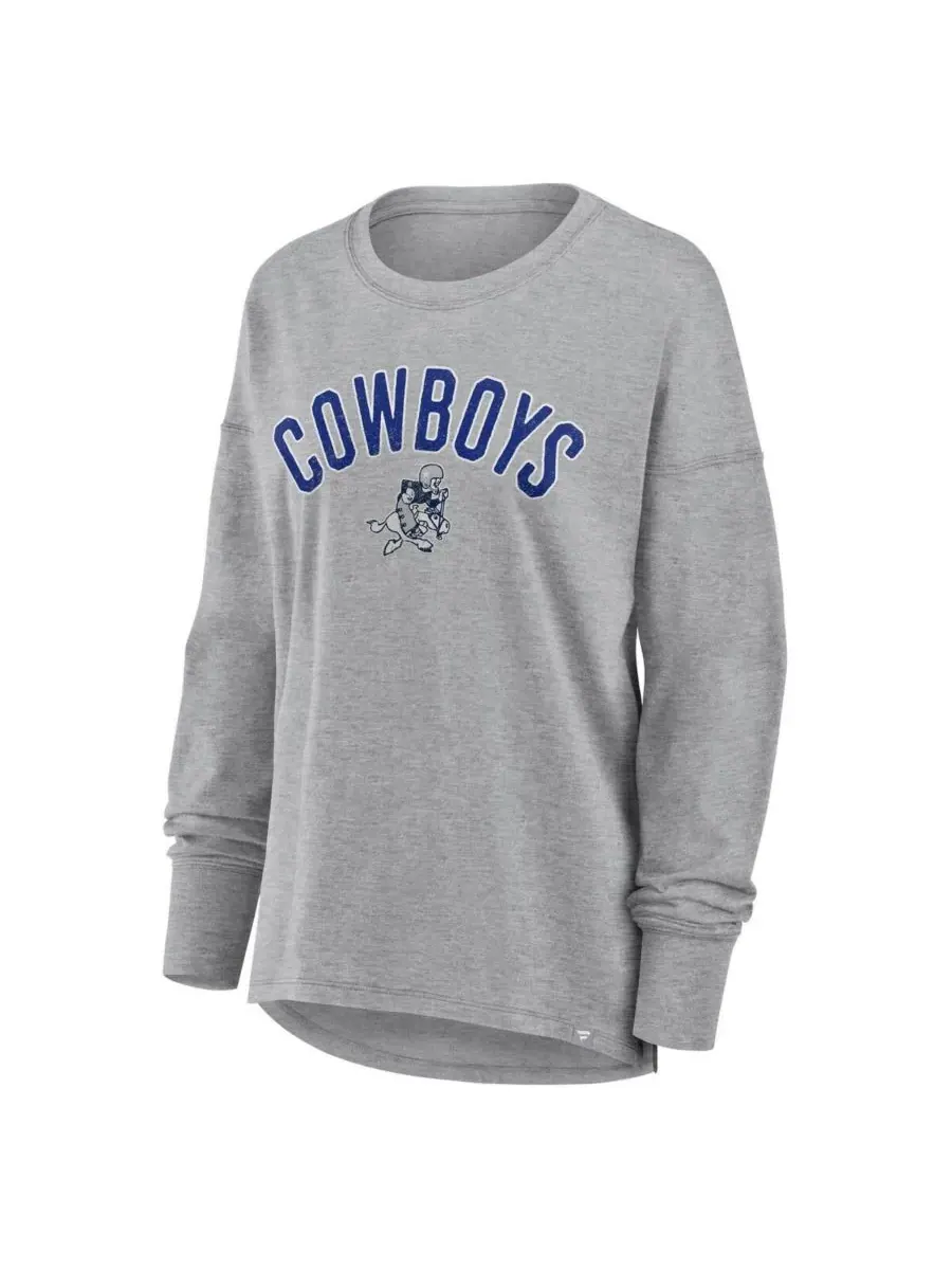 Fanatics Женская футболка с длинным рукавом серого цвета с символикой команды Dallas Cowboys — изображение 2 из 3, серый