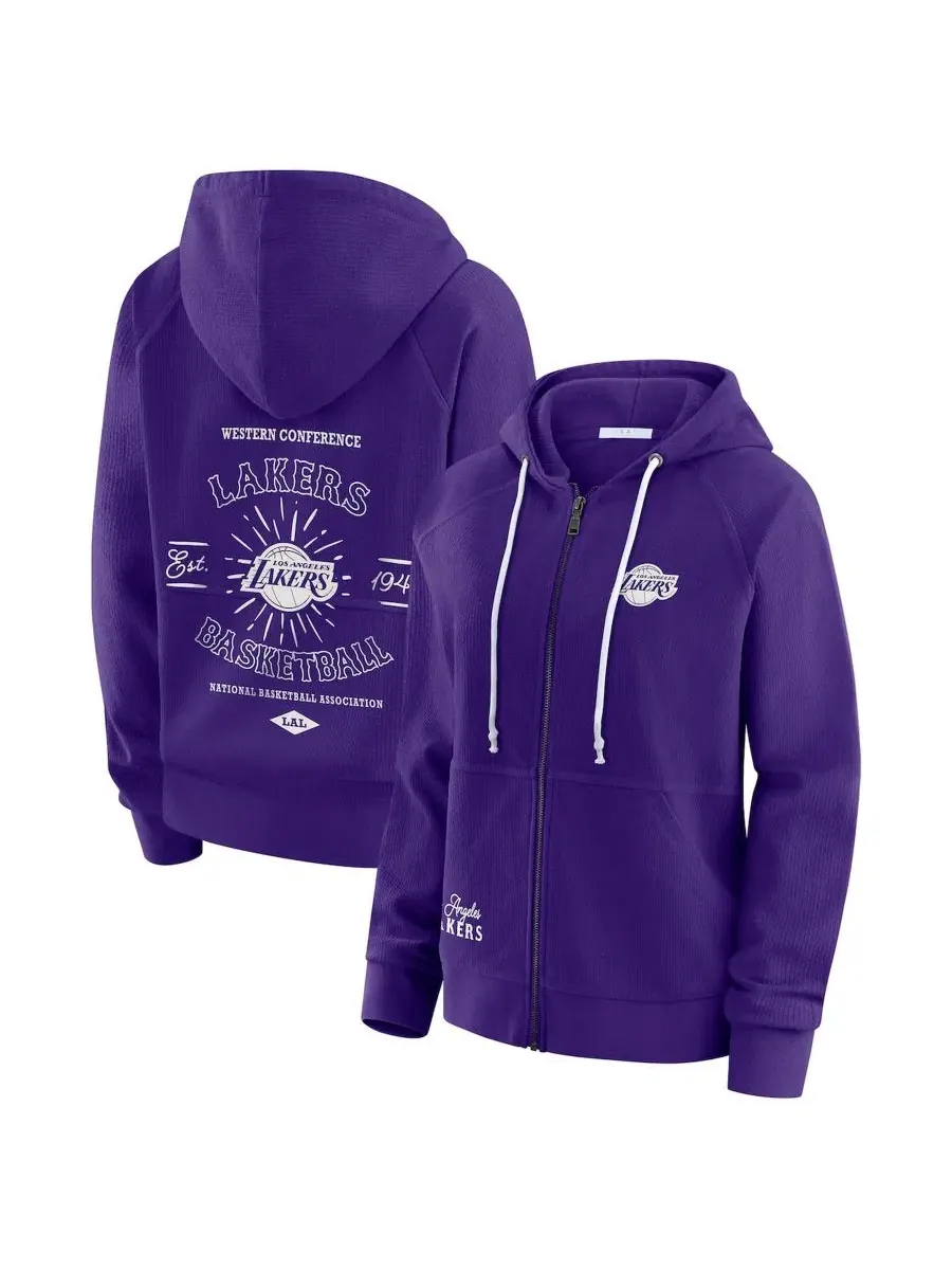 Женская футерная худи с принтом Los Angeles Lakers Vintage Full-Zip Raglan Hoodie WEAR by Erin — изображение 1 из 5