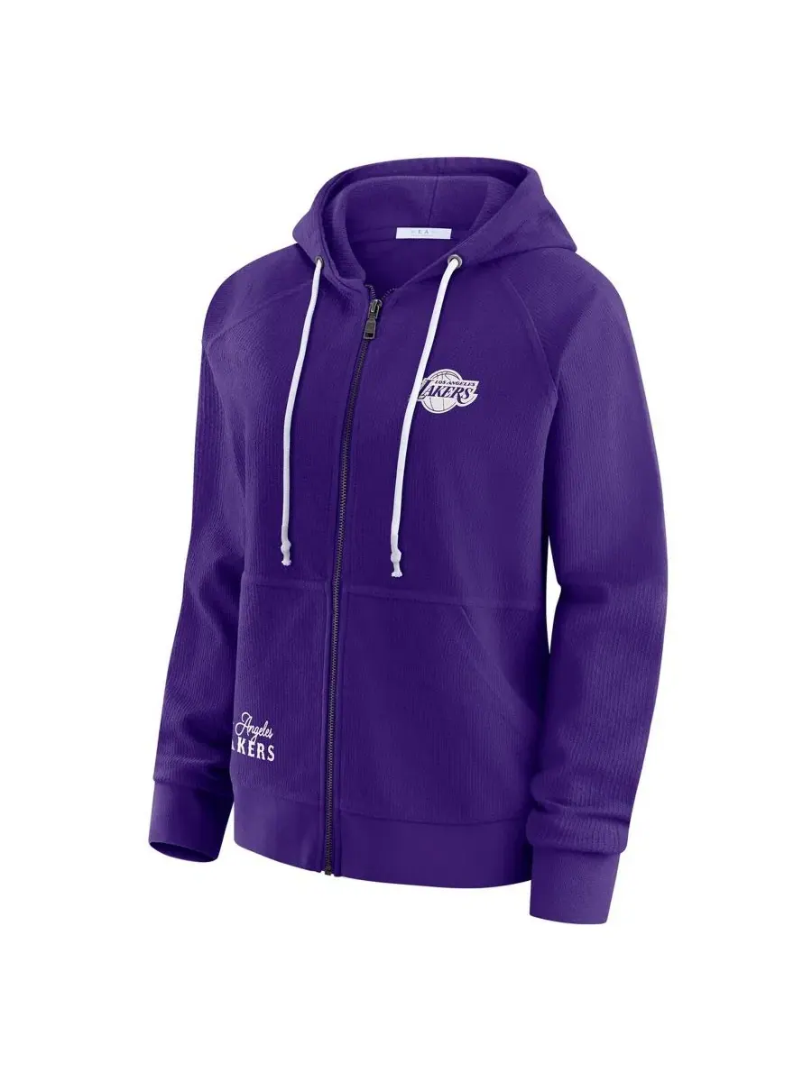 Женская футерная худи с принтом Los Angeles Lakers Vintage Full-Zip Raglan Hoodie WEAR by Erin — изображение 2 из 5