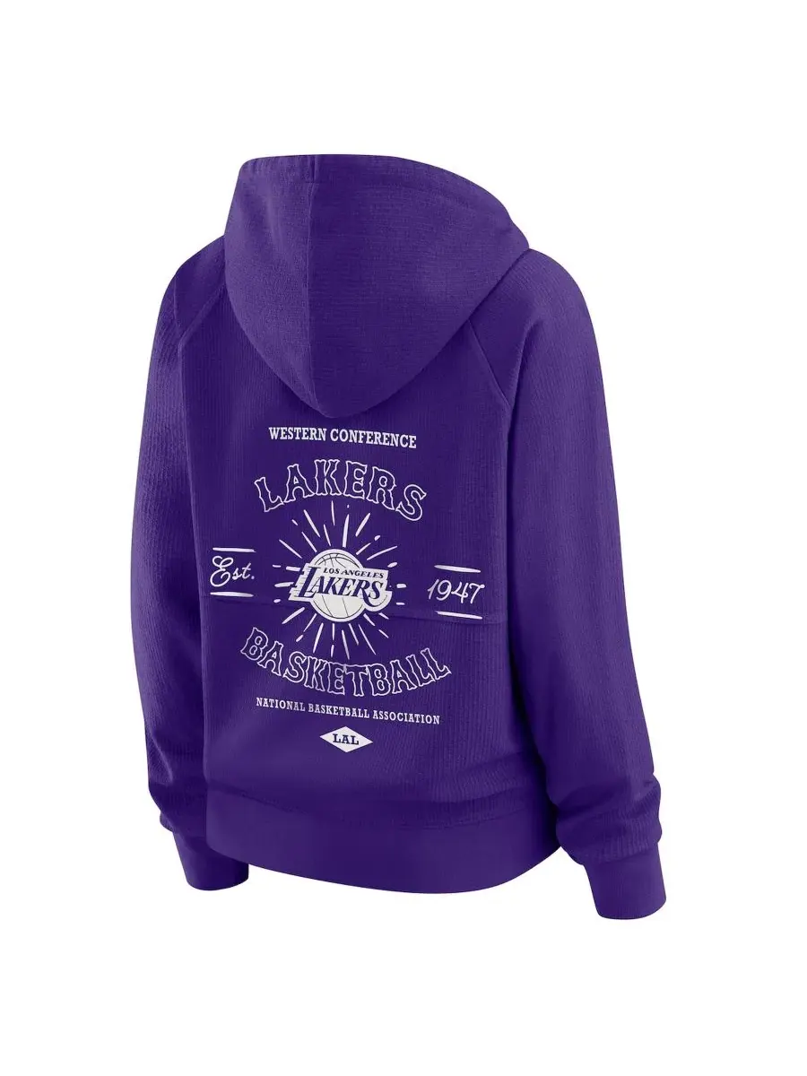 Женская футерная худи с принтом Los Angeles Lakers Vintage Full-Zip Raglan Hoodie WEAR by Erin — изображение 3 из 5