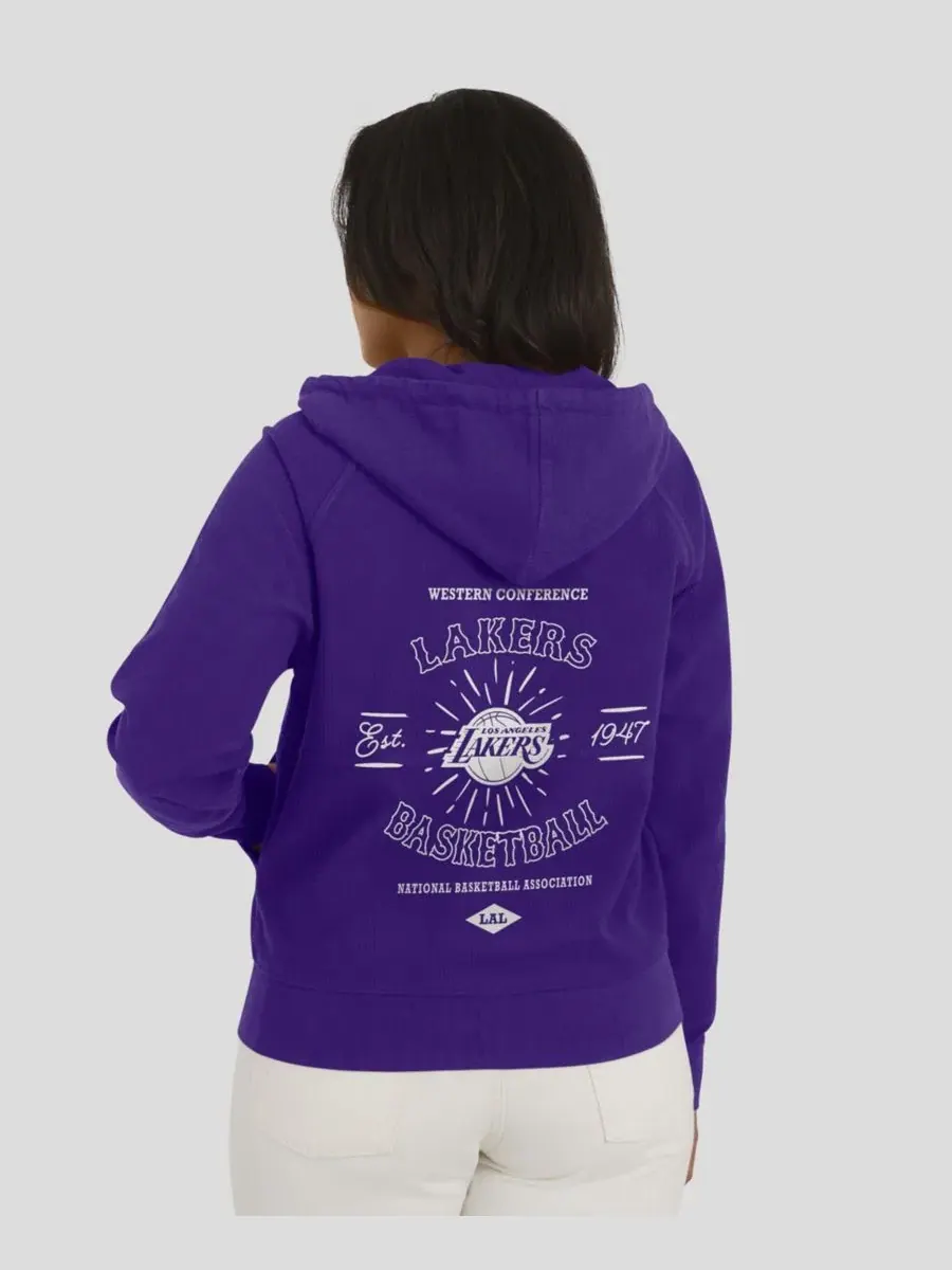 Женская футерная худи с принтом Los Angeles Lakers Vintage Full-Zip Raglan Hoodie WEAR by Erin — изображение 5 из 5