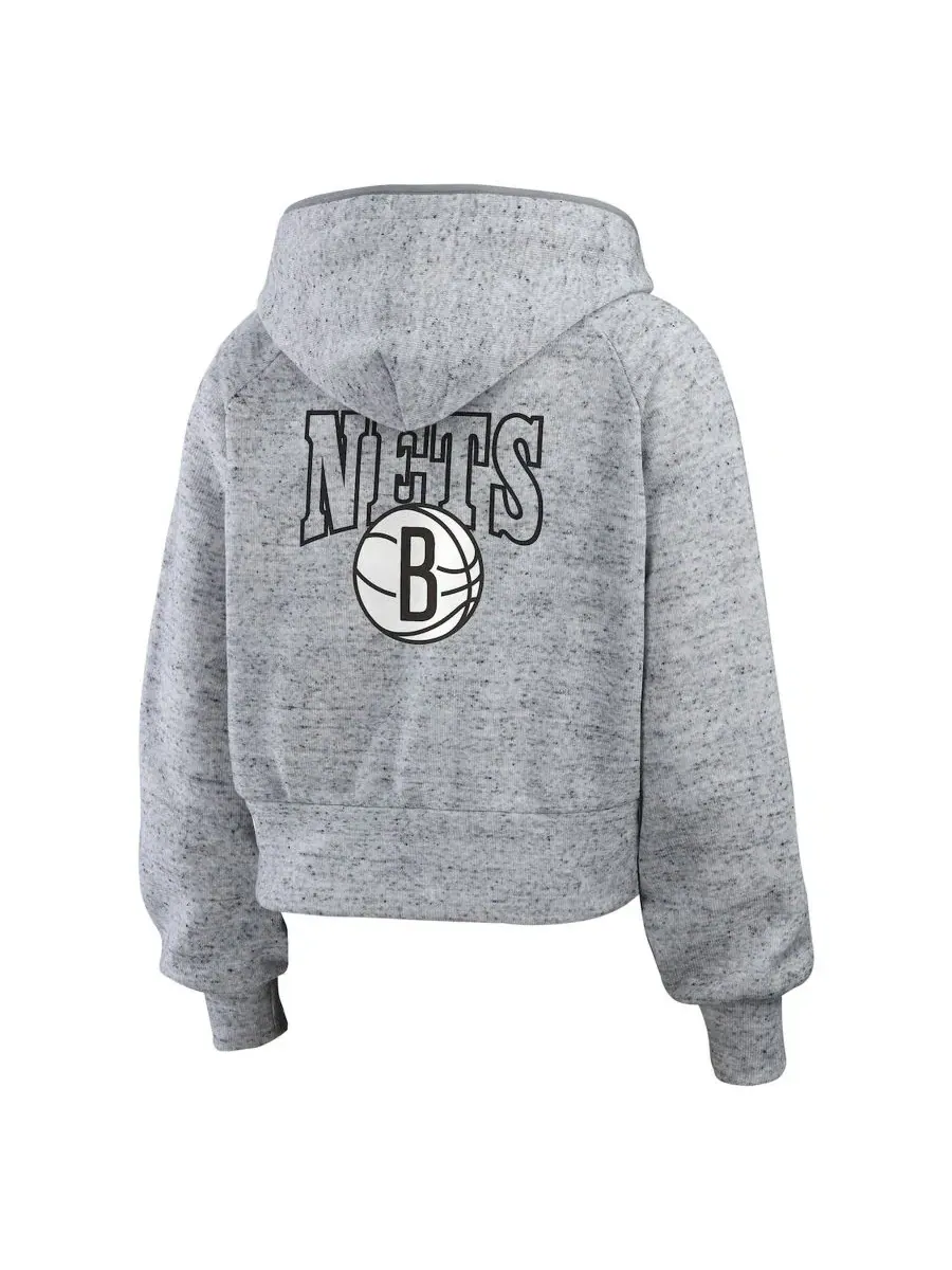 Худи с капюшоном на молнии, с принтом Brooklyn Nets WEAR by Erin Andrews — изображение 3 из 3, серый