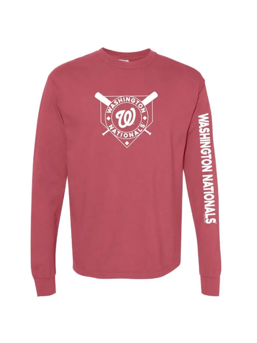 Soft As A Grape Женская красная футболка с длинным рукавом Washington Nationals, окрашенная — изображение 1 из 1, красный