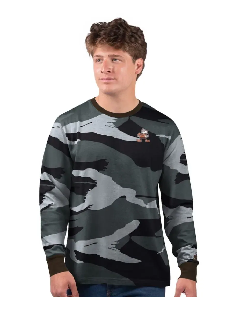 Футболка с длинным рукавом с вышитым логотипом Cleveland Browns Thursday Night Gridiron Logo Starter — изображение 1 из 2