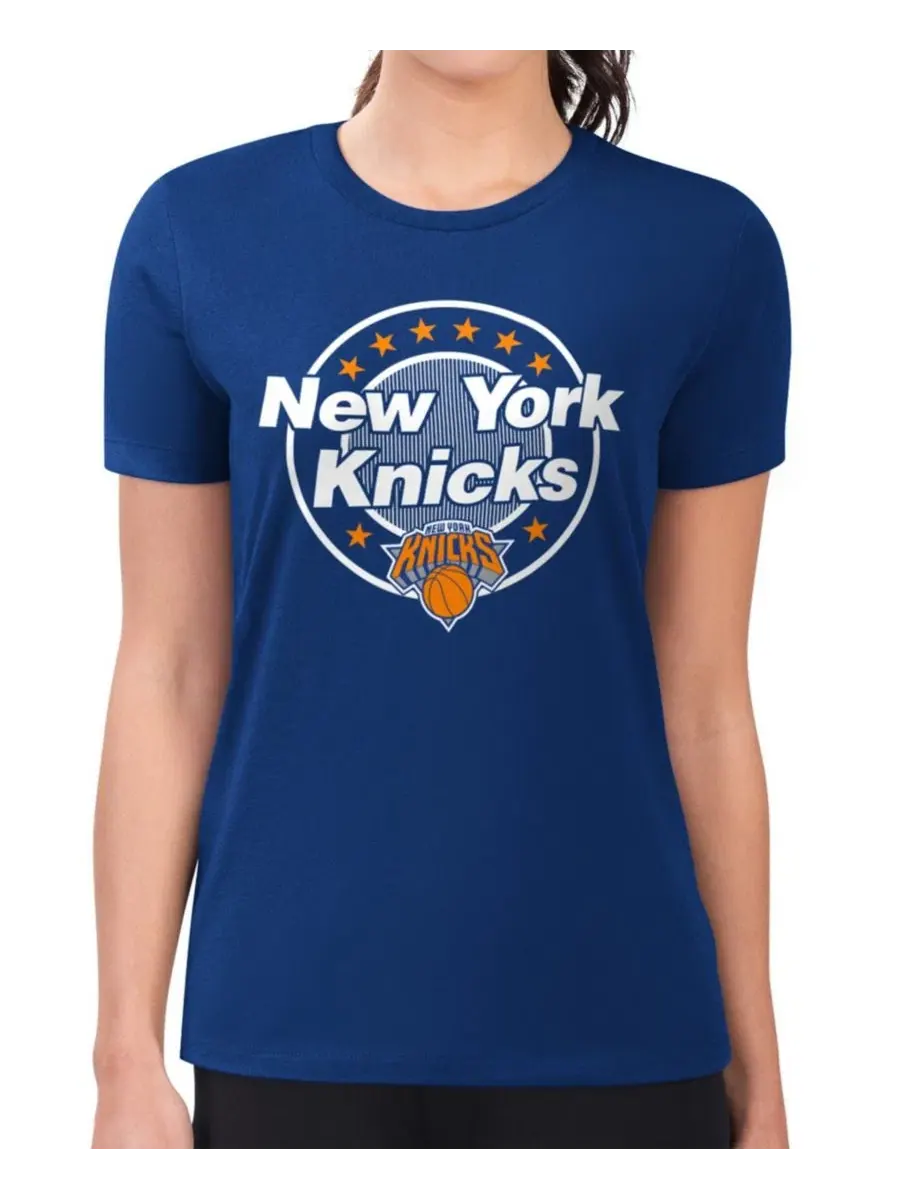 Футболка с принтом New York Knicks Super-Slim Lightweight Pinstripe Circle Graphic G-III 4Her by — изображение 1 из 3, синий