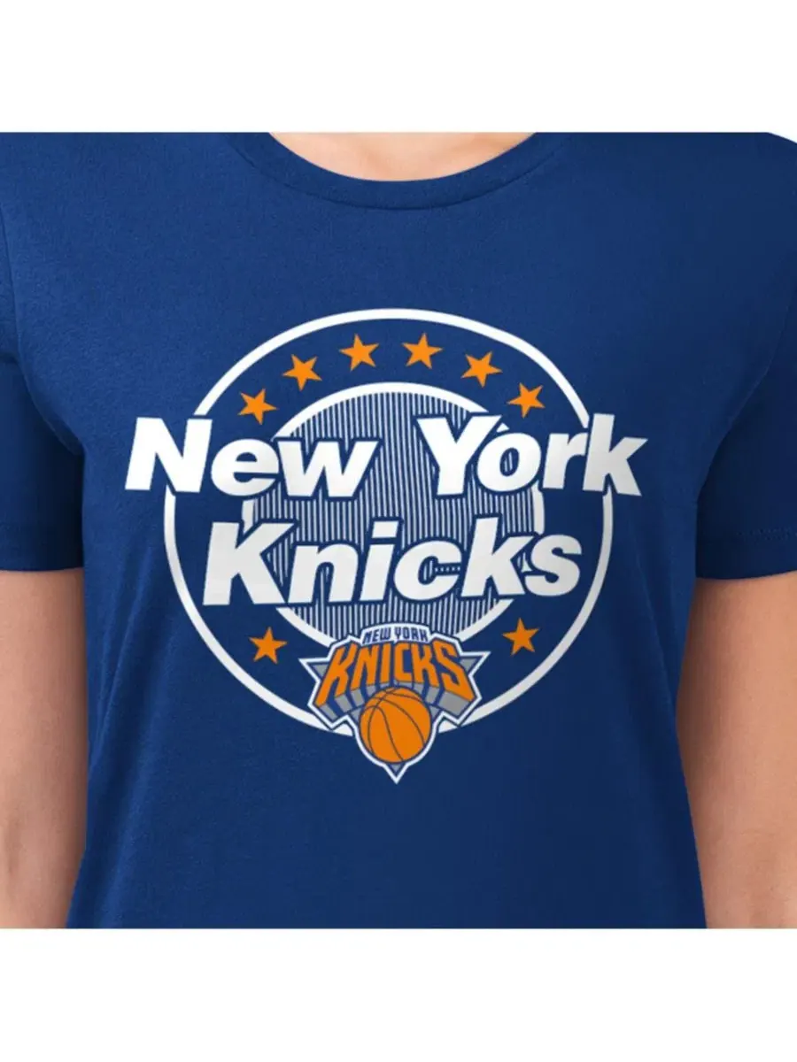 Футболка с принтом New York Knicks Super-Slim Lightweight Pinstripe Circle Graphic G-III 4Her by — изображение 3 из 3, синий