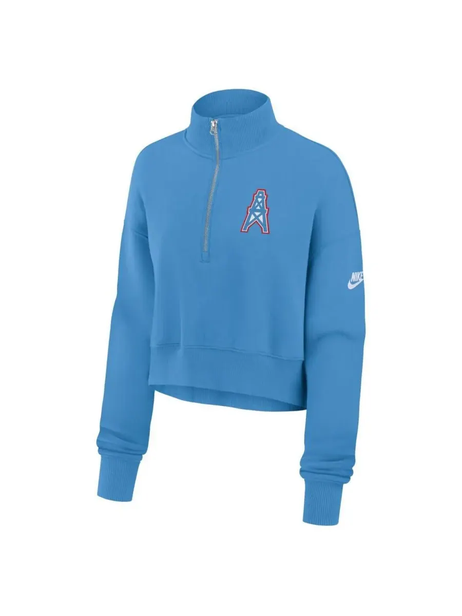 Nike Женская светло-голубая укороченная толстовка Tennessee Titans Oilers Throwback Rewind Phoenix — изображение 3 из 3