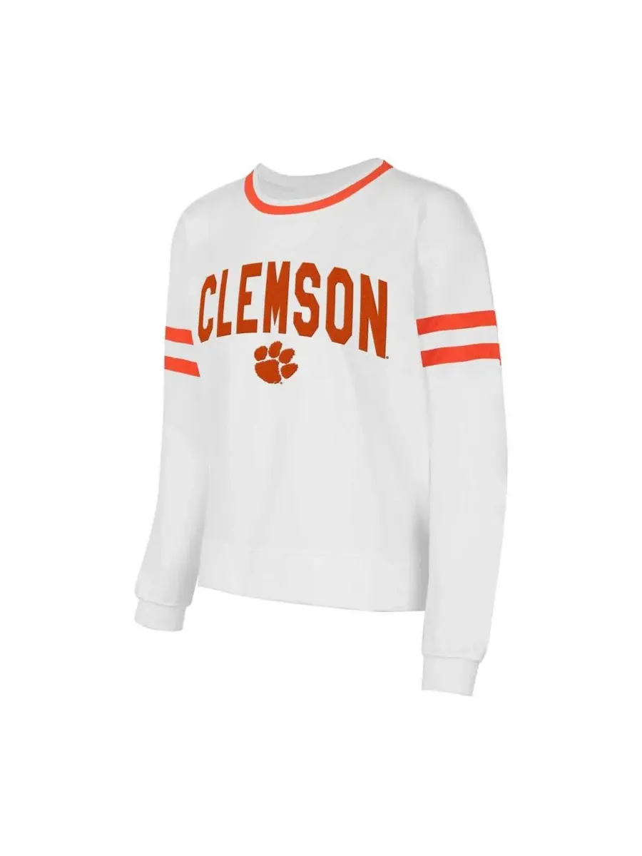 Concepts Sport Женская белая футболка с длинными рукавами Clemson Tigers Borough French Terry Arch — изображение 3 из 3