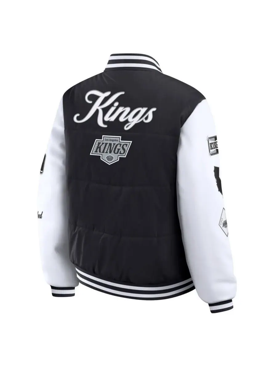 WEAR by Erin Andrews Женская черно-белая пуховая куртка Los Angeles Kings Varsity на кнопках — изображение 3 из 3