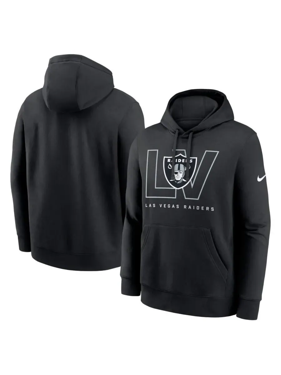 Nike Мужская черная флисовая толстовка с капюшоном Las Vegas Raiders Busted Play Club — изображение 1 из 3, черный