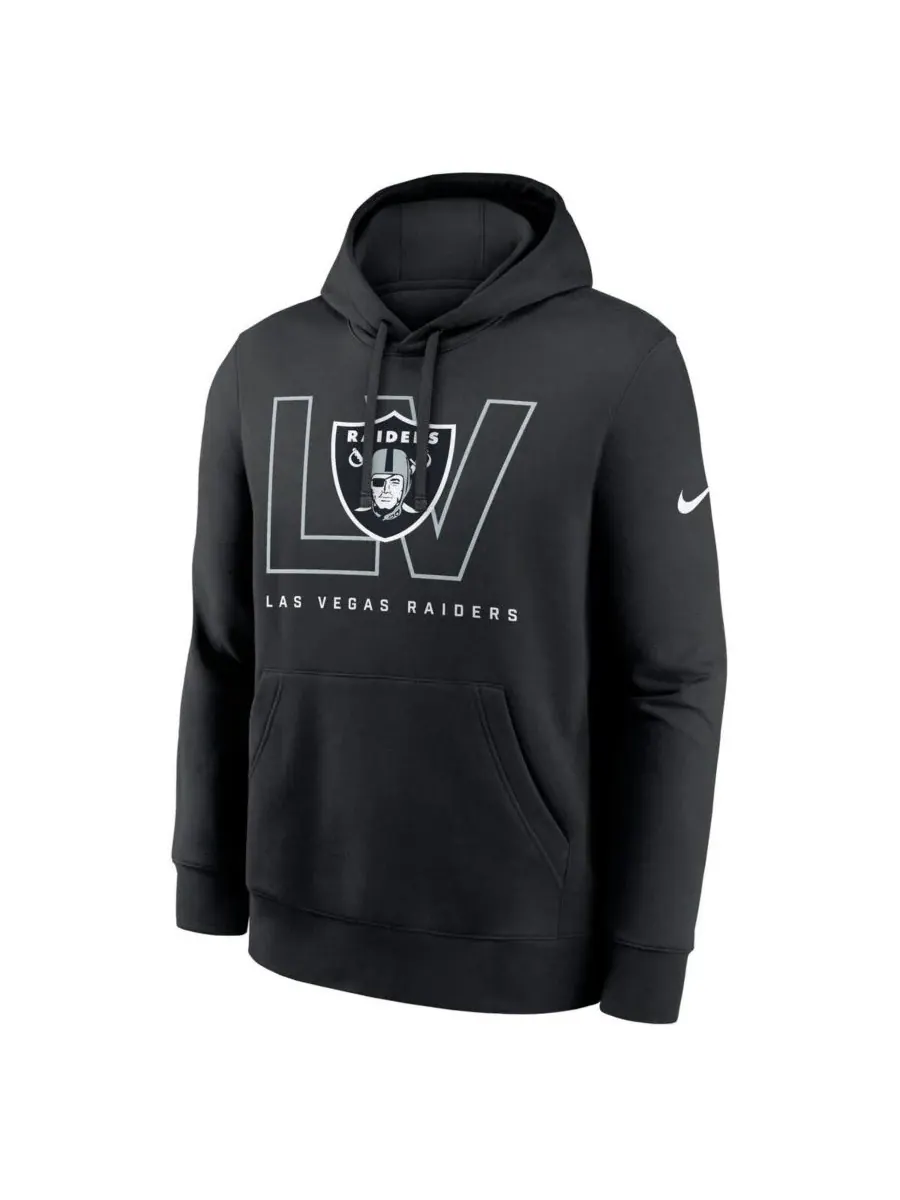 Nike Мужская черная флисовая толстовка с капюшоном Las Vegas Raiders Busted Play Club — изображение 2 из 3, черный