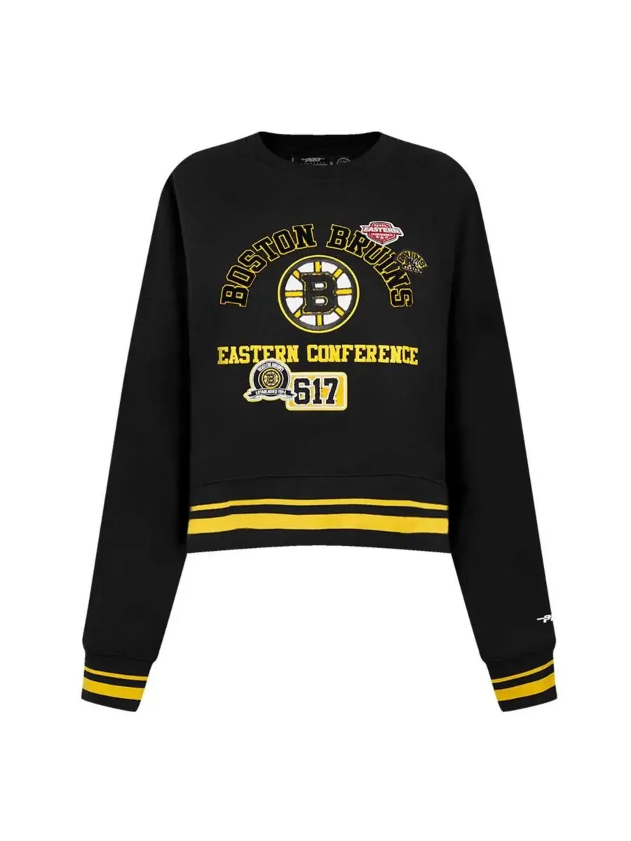Pro Standard Женская черная укороченная толстовка Boston Bruins Area Code — изображение 4 из 5, черный