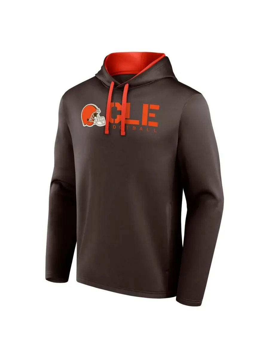 Logo Athletic Мужская коричневая толстовка с капюшоном Cleveland Browns Head Start — изображение 2 из 3, коричневый