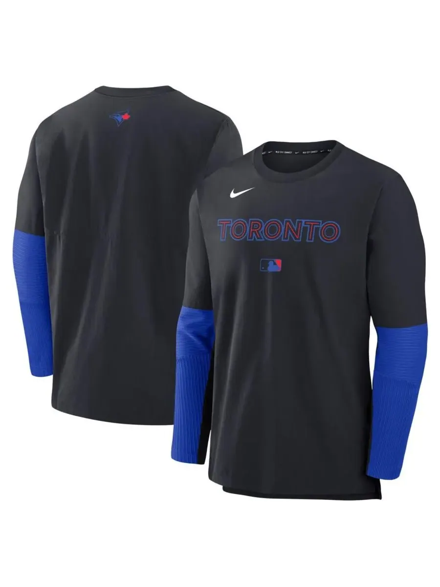 Nike Мужская черная футболка с длинным рукавом Toronto Blue Jays Authentic Collection City Connect — изображение 1 из 3