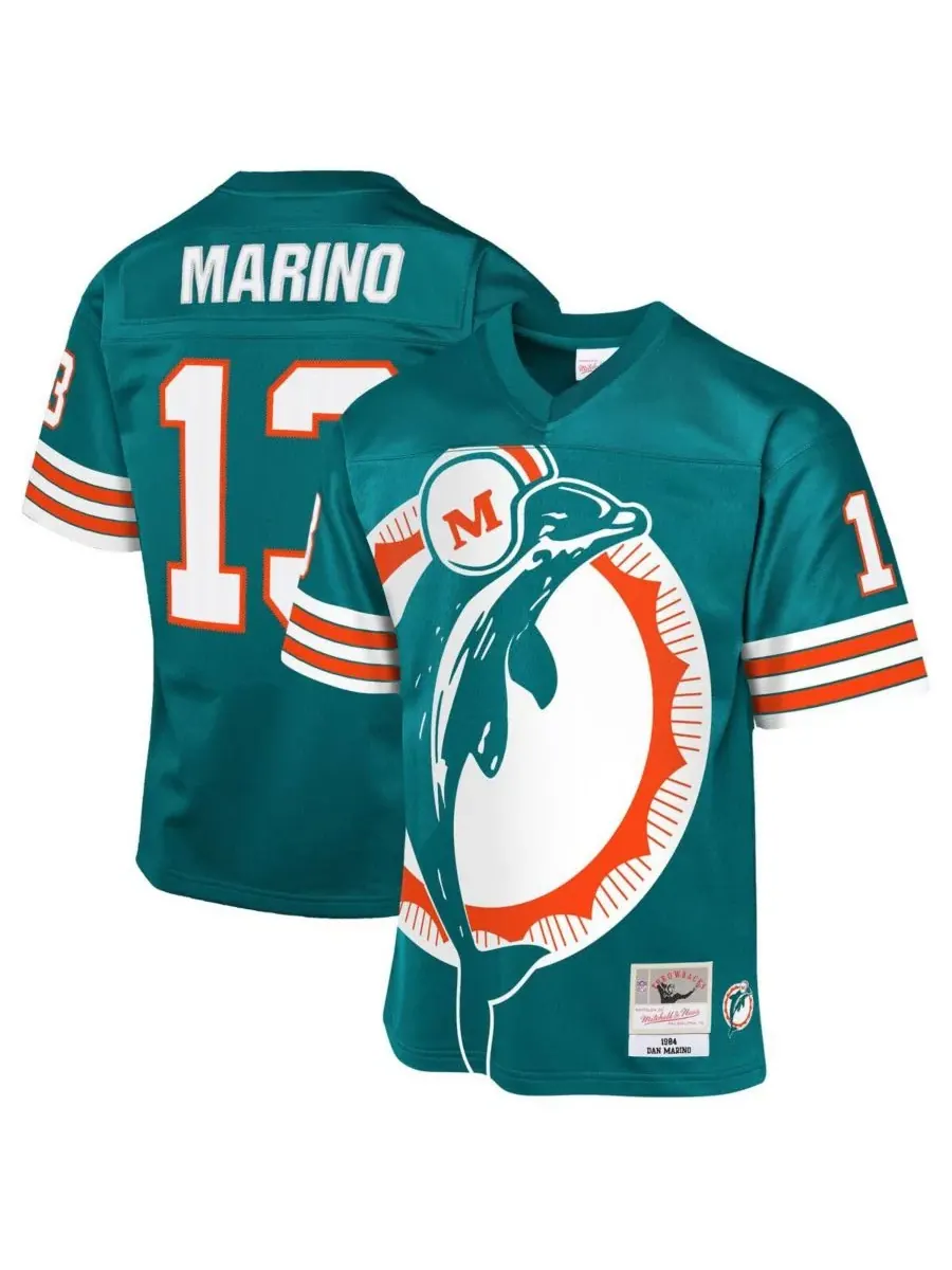 Футболка Big Boys and Girls Dan Marino Aqua Miami Dolphins 1984 Throwback Fashion Jersey Mitchell & — изображение 1 из 3