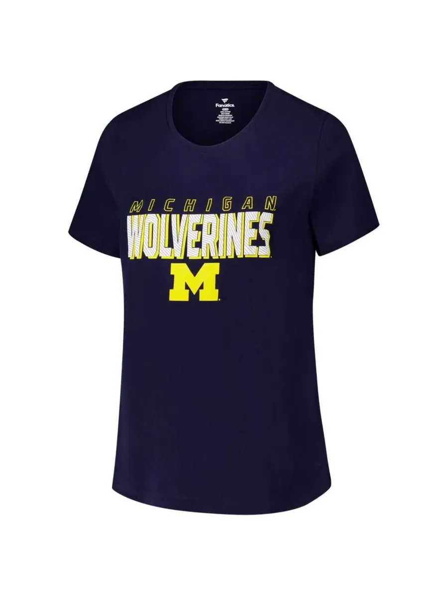 Fanatics Женская темно-синяя футболка большого размера с вырезом-лодочкой Michigan Wolverines — изображение 3 из 3