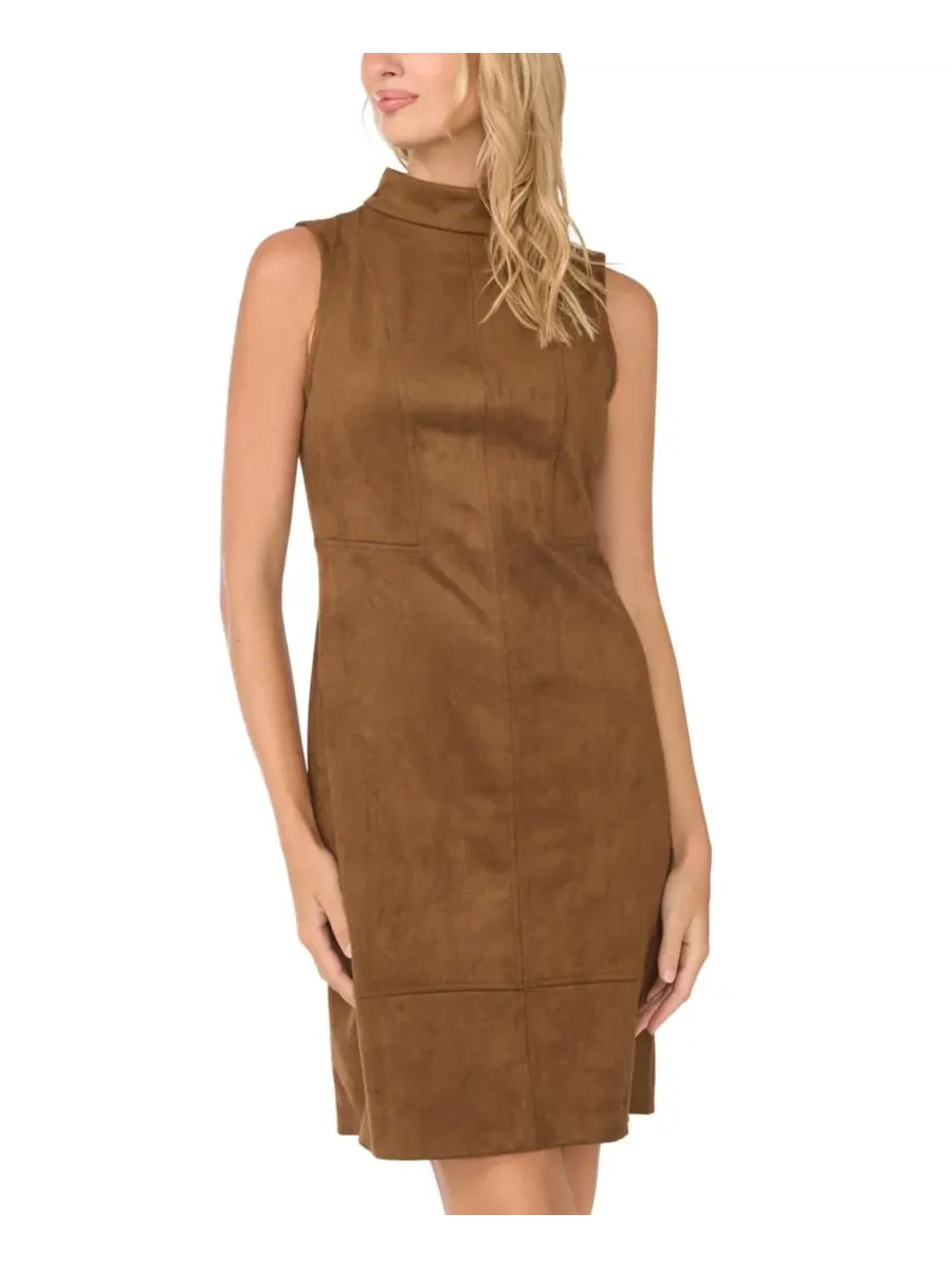 Платье-миди без рукавов с принтом, High Neck Princess Seam Vince Camuto, Toasted
