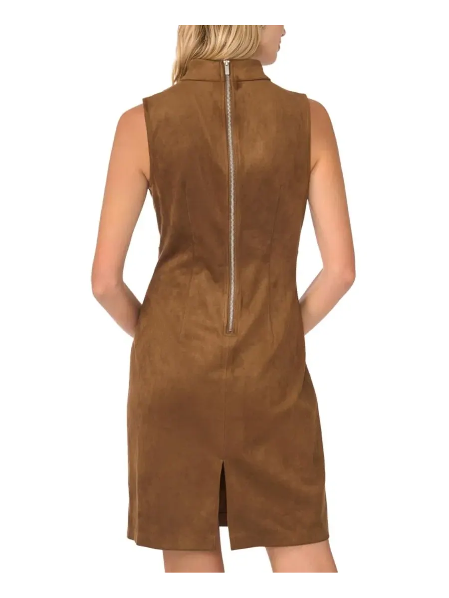 Платье-миди без рукавов с принтом, High Neck Princess Seam Vince Camuto, Toasted — изображение 4 из 5