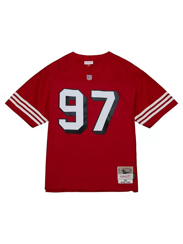 Мужская реплика джерси Bryant Young в винтажном стиле San Francisco 49ers цвета алый Mitchell & Ness — изображение 2 из 4