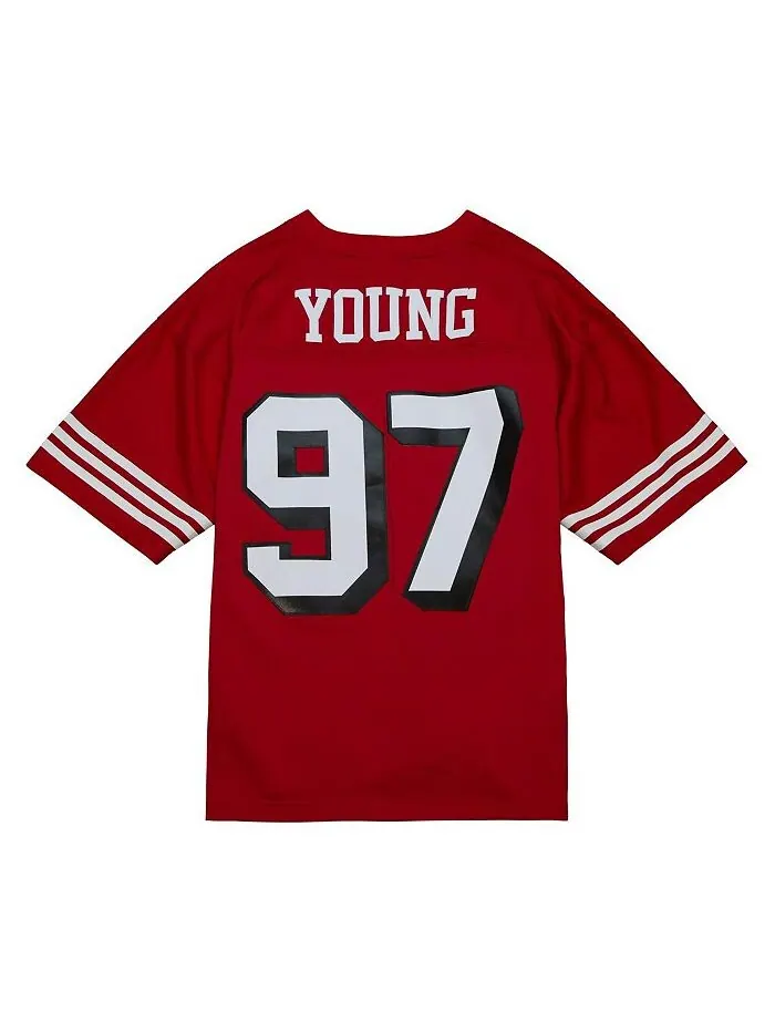 Мужская Джерси Bryant Young Scarlet Distressed San Francisco 49ers Legacy Replica Mitchell & Ness — изображение 3 из 4, алый