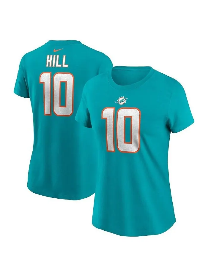 Женская футболка Tyreek Hill Aqua Miami Dolphins с именем и номером игрока Nike — изображение 1 из 3, голубой