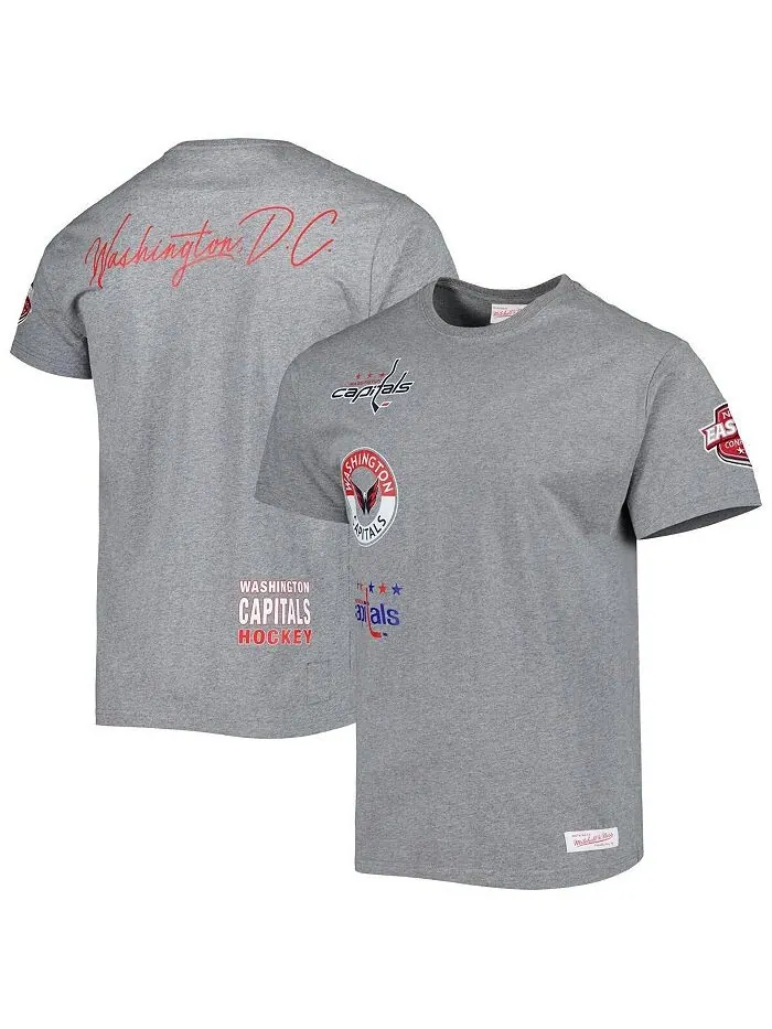 Мужская футболка Heather Grey Washington Capitals City Collection Mitchell & Ness — изображение 1 из 3, серый