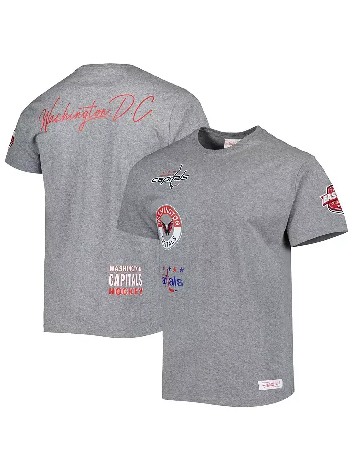 Мужская футболка Heather Gray из коллекции Washington Capitals City Collection Mitchell & Ness — изображение 1 из 3