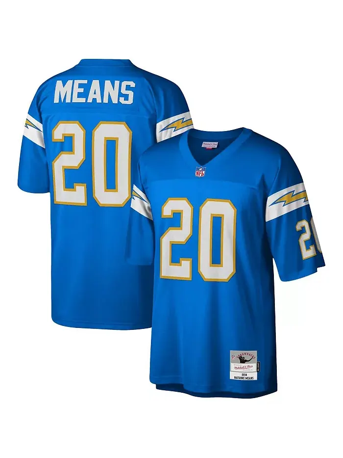 Мужская реплика джерси Los Angeles Chargers 1994 Legacy в цвете Powder Blue, модель Natrone Means