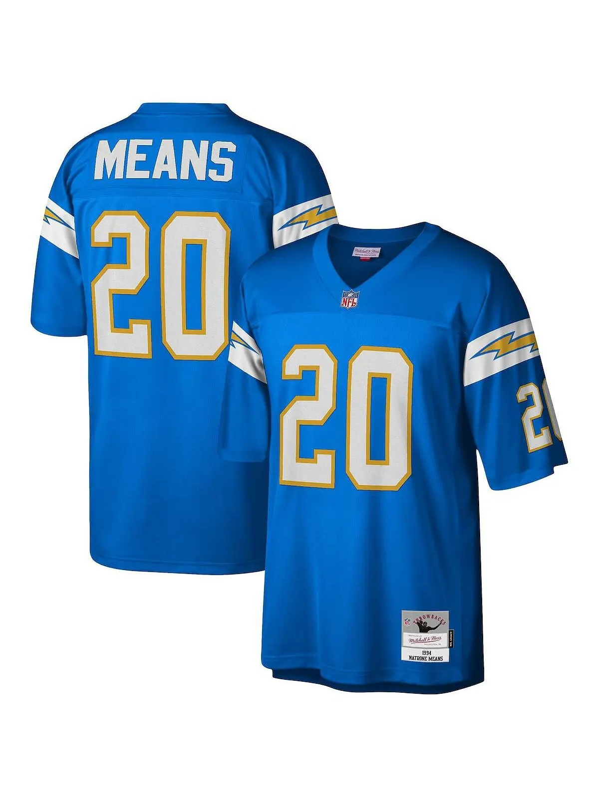 Мужская футболка natrone means powder blue los angeles chargers 1994 legacy, копия джерси Mitchell — изображение 1 из 3