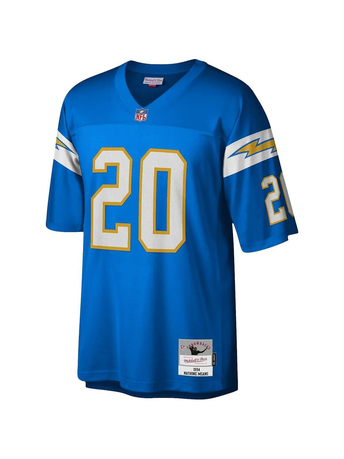 Мужская футболка natrone means powder blue los angeles chargers 1994 legacy, копия джерси Mitchell — изображение 3 из 3