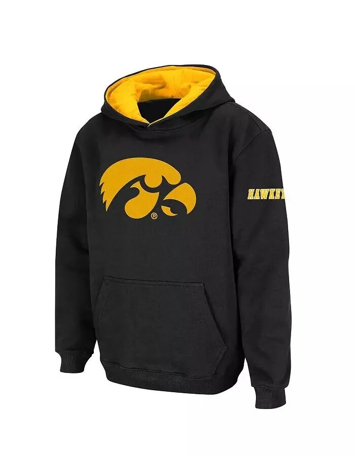 Черный пуловер с капюшоном и большим логотипом Big Boys Iowa Hawkeyes Stadium Athletic — изображение 1 из 3